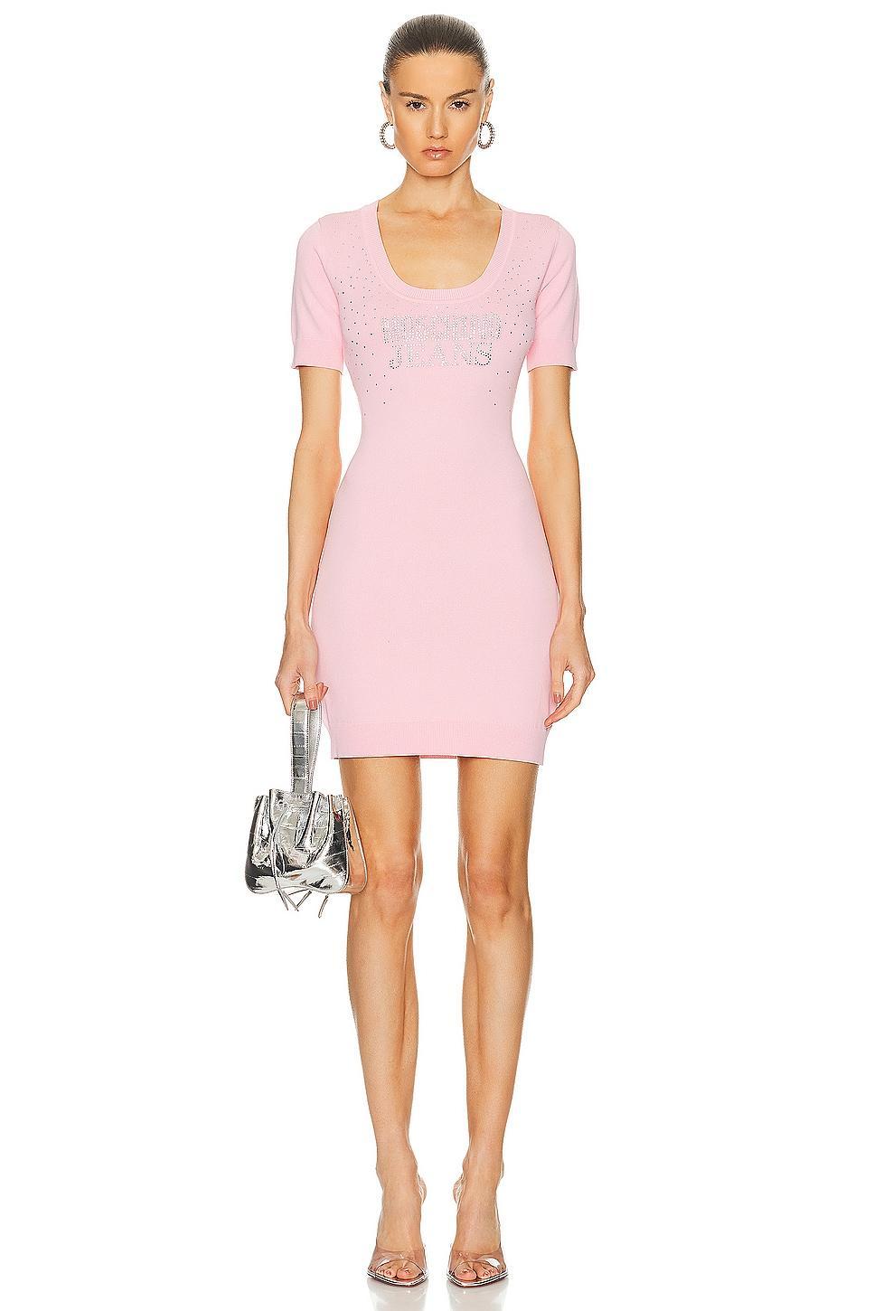 Moschino Jeans Mini T-shirt Dress in Pink Product Image