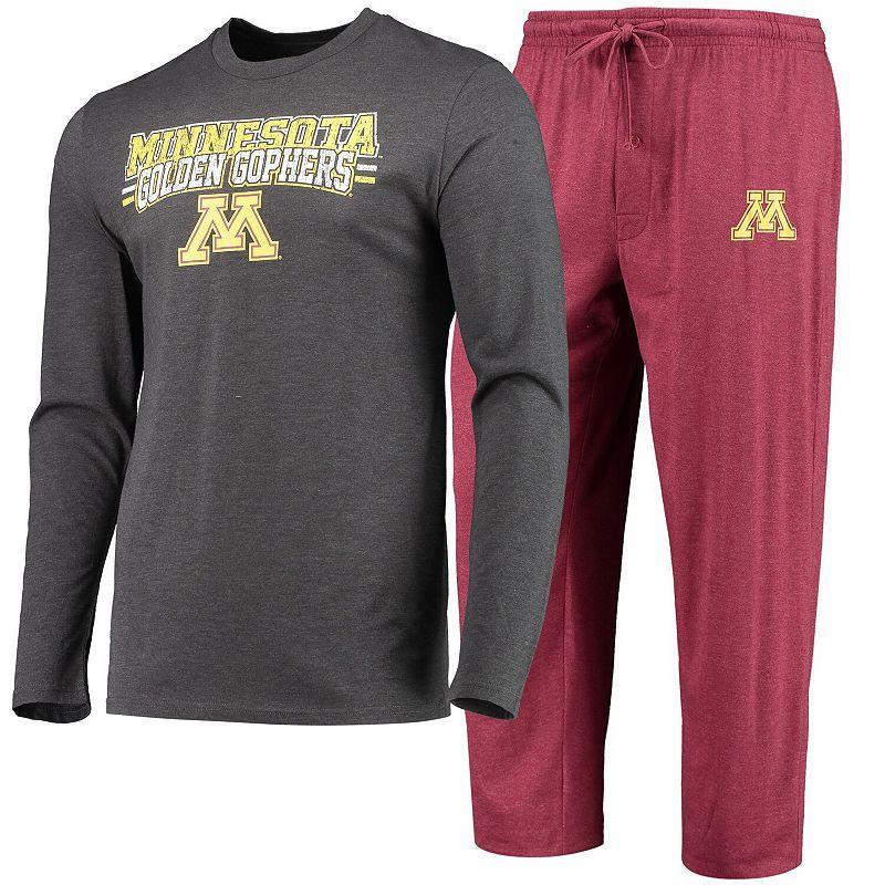 Mens Concepts Sport Maroon/Heathered Charcoal Minnesota Golden Gophers Meter Long Sleeve T-Shirt & Pants Sleep Set MIN Red Product Image