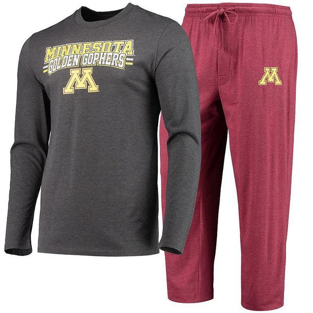 Mens Concepts Sport Maroon/Heathered Charcoal Minnesota Golden Gophers Meter Long Sleeve T-Shirt & Pants Sleep Set Product Image