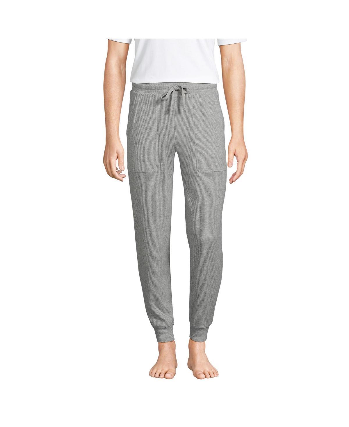 Mens Lands End Brushed Rib Joggers Gray Grey Product Image