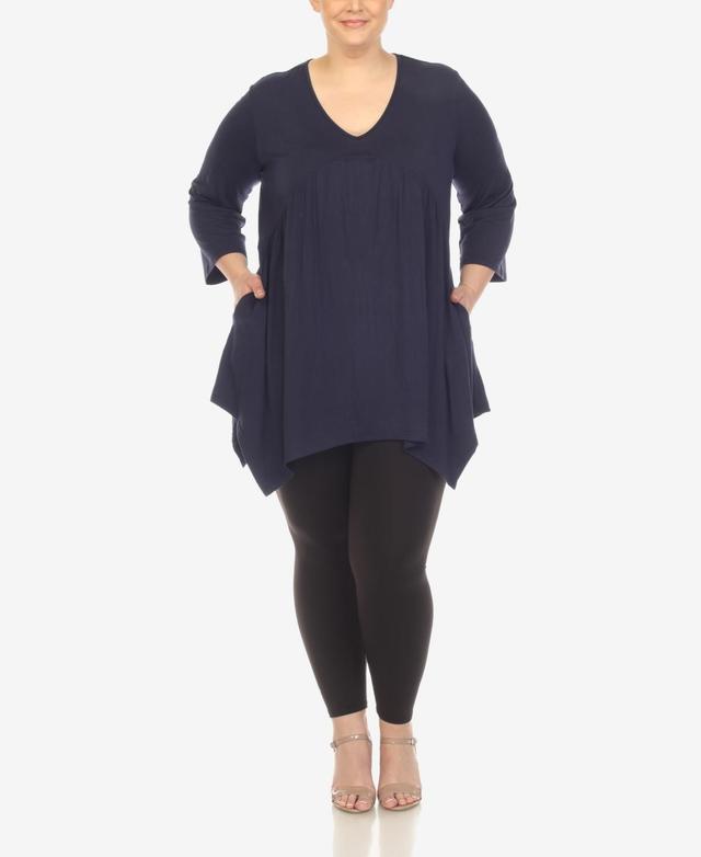 White Mark Plus Size Empire Cut V-neck Tunic Top Product Image