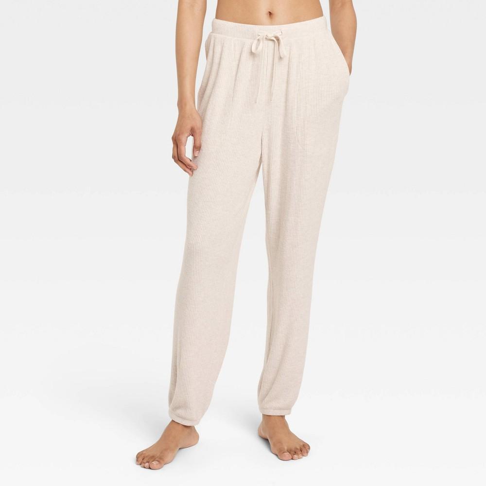 Womens Cozy Ribbed Jogger Pants - Auden Oatmeal S Product Image