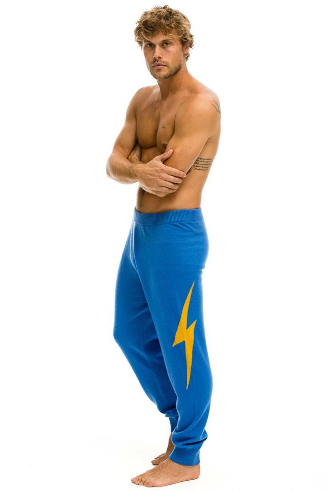 MEN'S BOLT CASHMERE LIGHT SWEATER PANT	- VINTAGE BLUE // GOLD BOLT Male Product Image