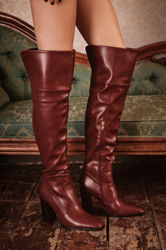 Faux Leather Thigh High Boot product image