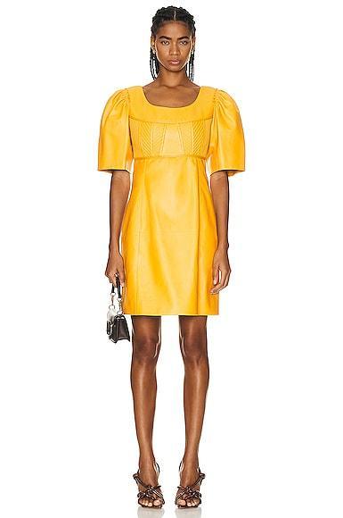 Chloe Classic Napa Leather Dress in Mustard Product Image