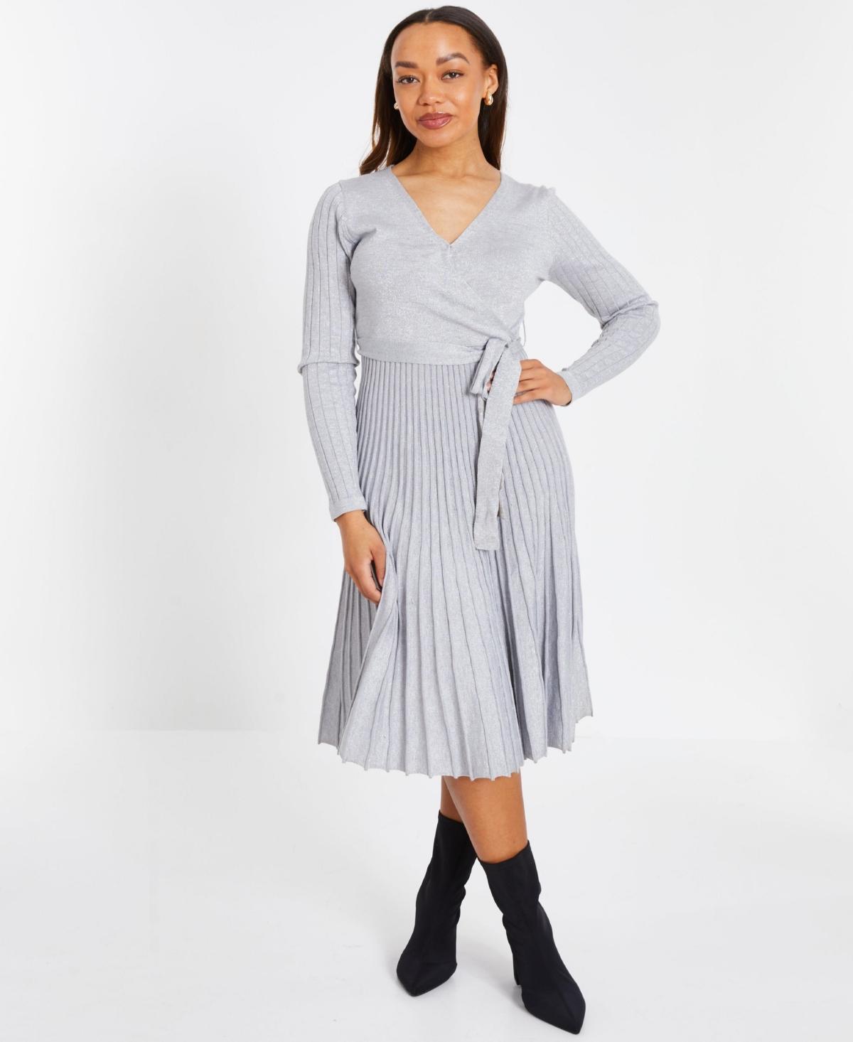 Quiz Womens Pleated Yarn Knitted Dress Product Image