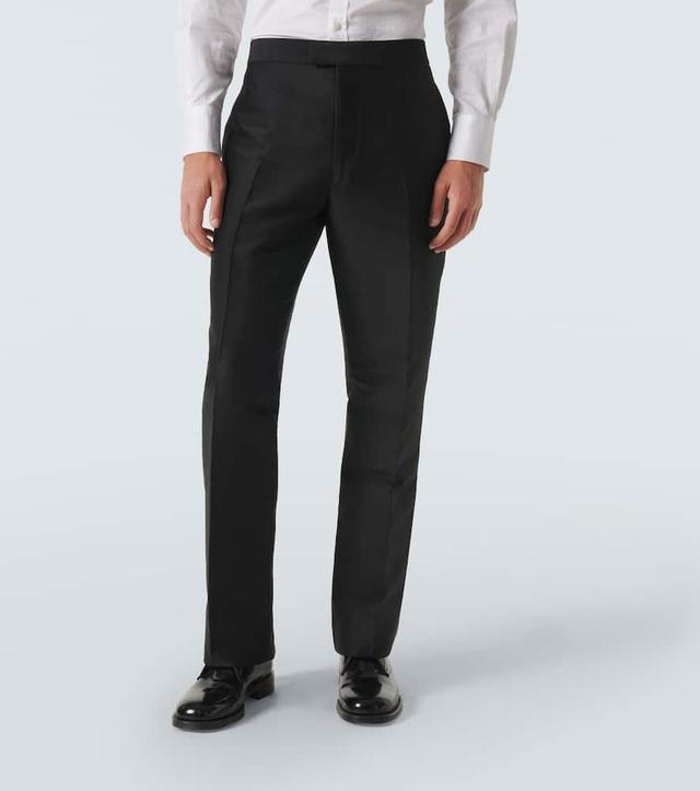 BURBERRY Wool And Silk Suit Pants In Black Product Image