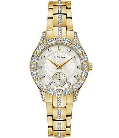 Bulova Womens Phantom Crystal Quartz Analog Gold Stainless Steel Bracelet Watch Product Image