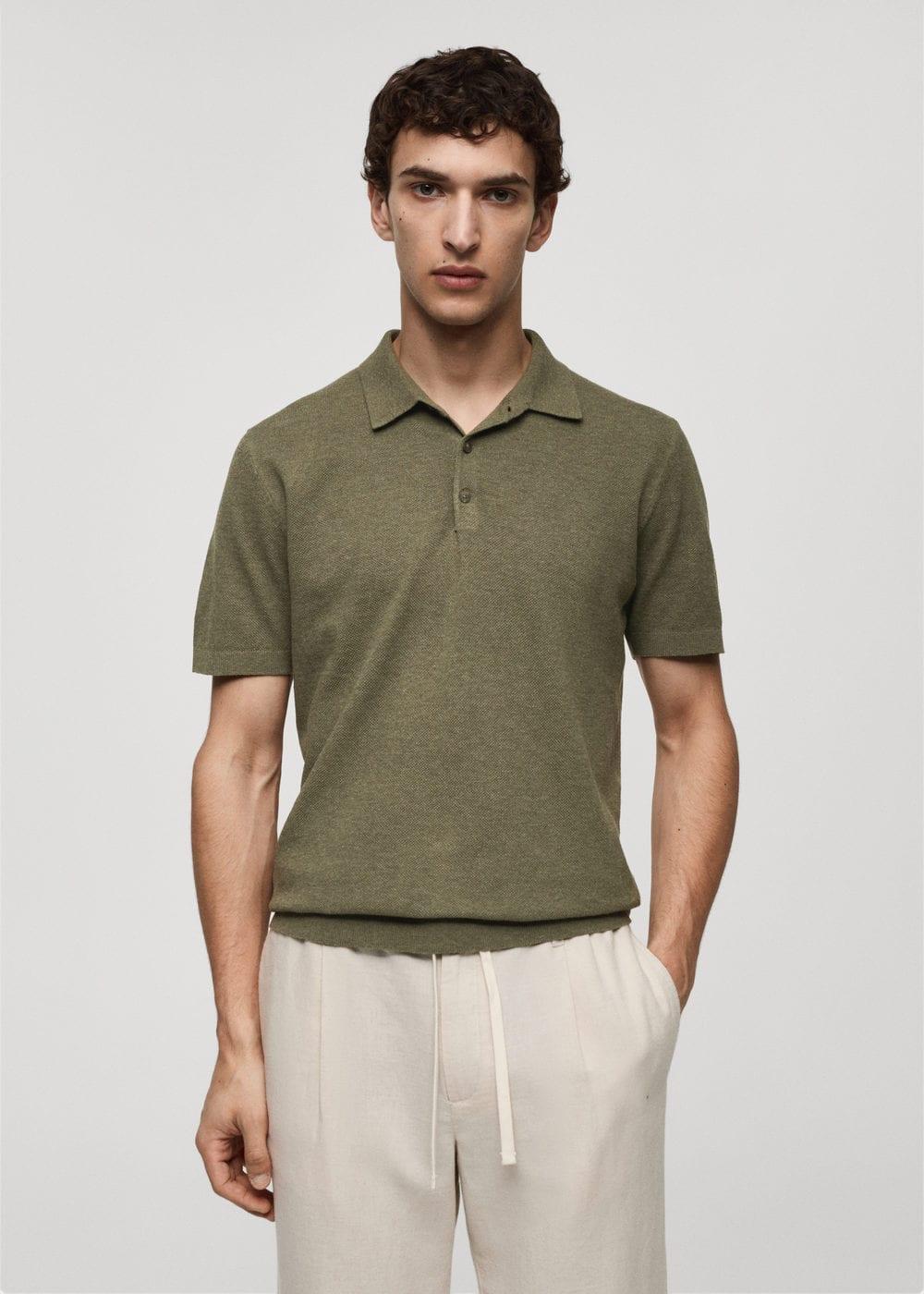 MANGO MAN - Short-sleeve knitted polo shirt forest greenMen Product Image