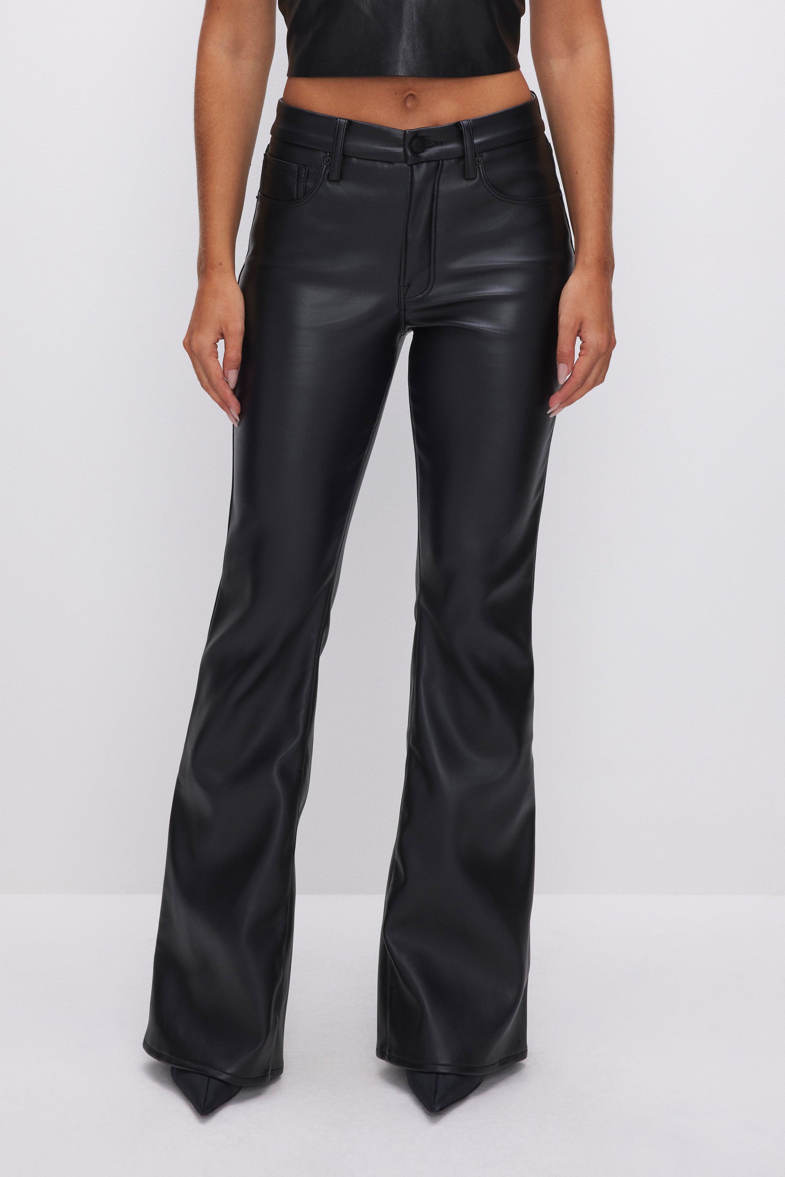 GOOD LEGS FLARE FAUX LEATHER PANTS | BLACK001 Product Image