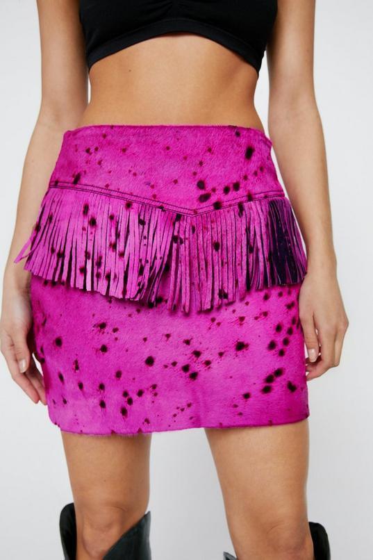 Real Pony Hair Fringe Mini Skirt product image