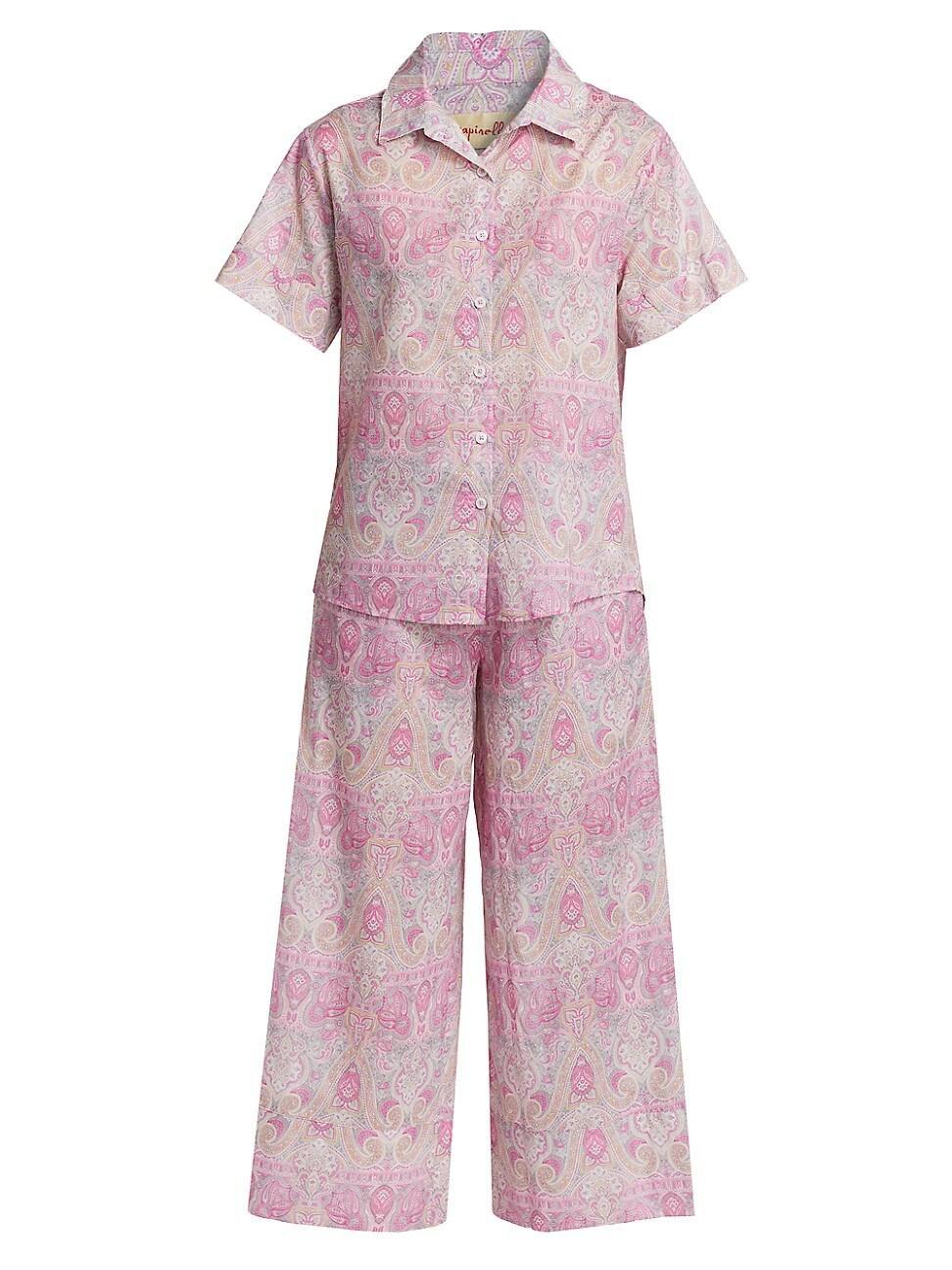 Womens Nahla 2-Piece Printed Coffee Pajama Set Product Image