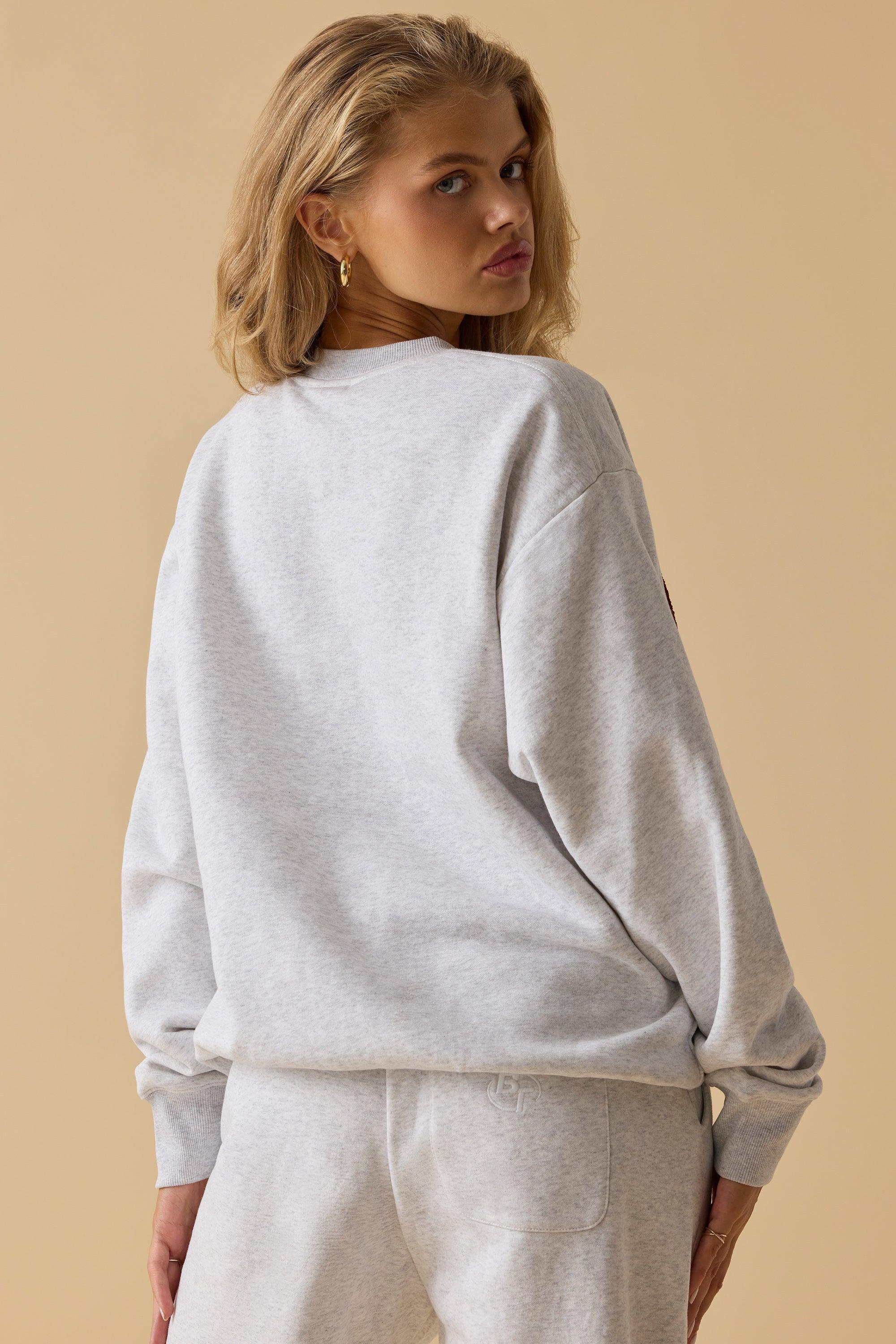 Oversized Crew Neck Sweatshirt in Heather Grey Product Image