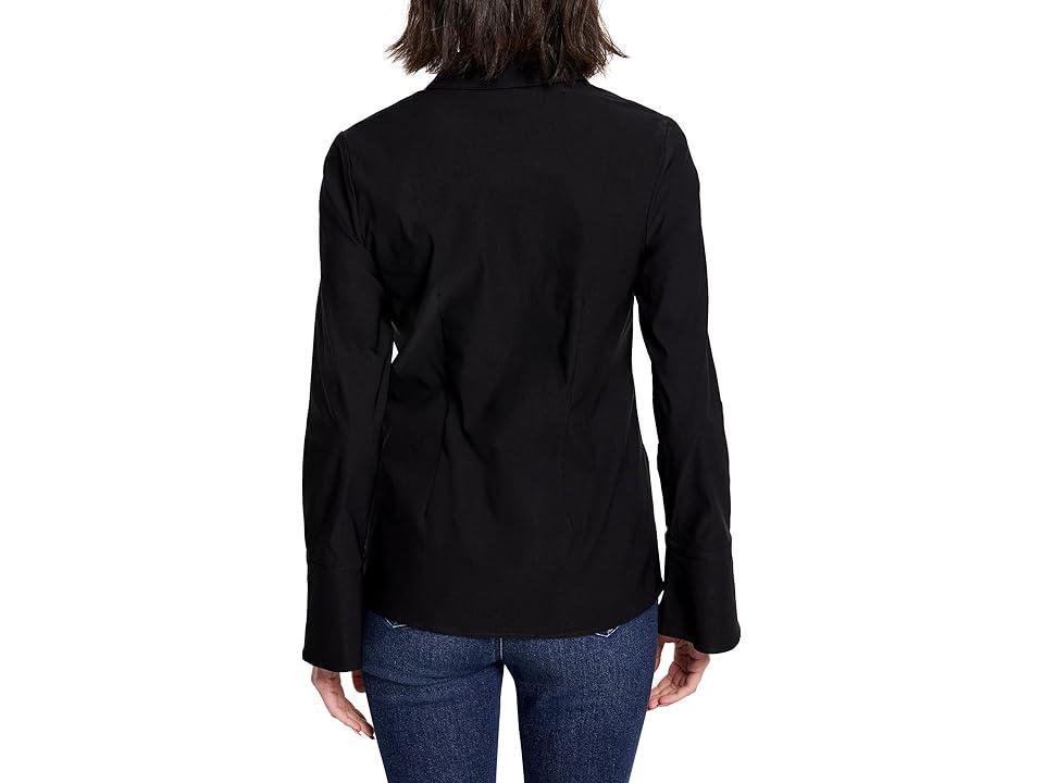 NIC+ZOE Polished Wonderstretch Twist Front Shirt Onyx) Women's Clothing Product Image