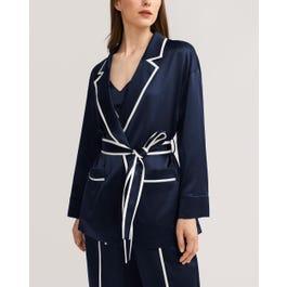 Classic Lapel Collar Silk Robe Product Image