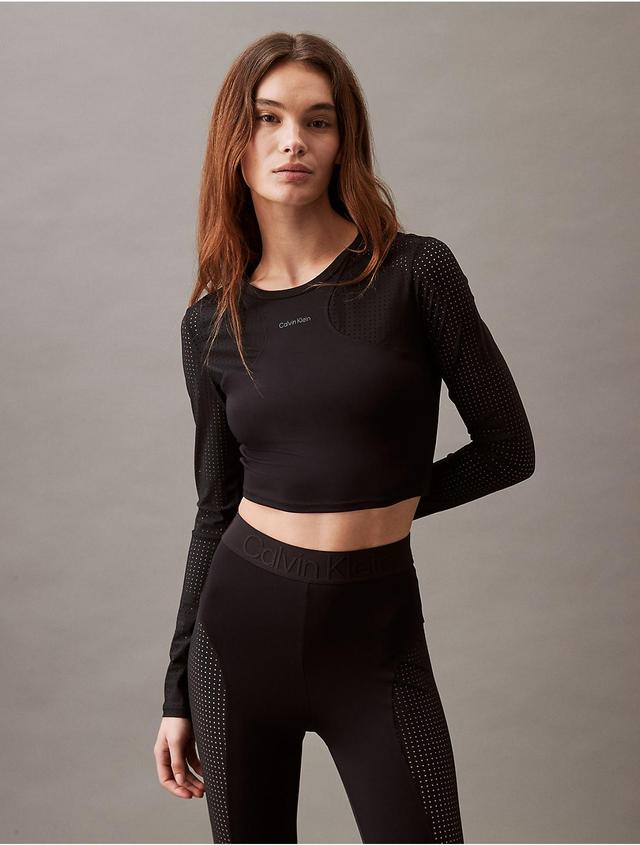 Calvin Klein Womens CK Sport Future Icon Cropped Mesh T-Shirt - Black - L Product Image