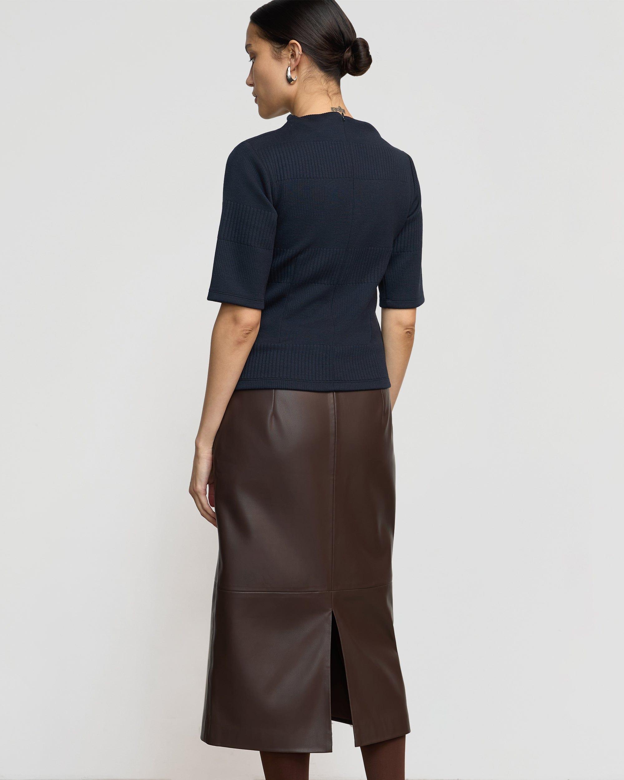 Briony Back Split-Hem Vegan Leather Skirt Product Image