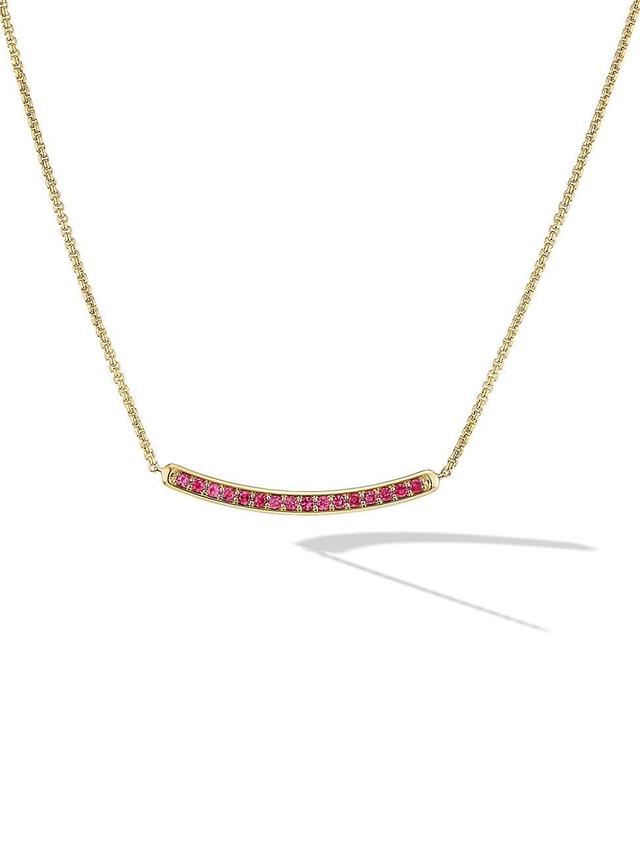 Womens Petite Pav Bar Necklace in 18K Yellow Gold Product Image