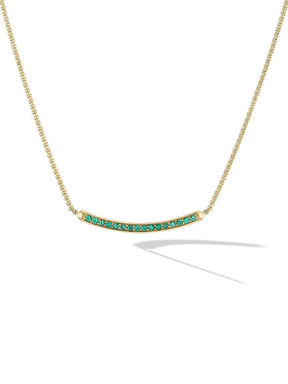 Womens Petite Pav Bar Necklace in 18K Yellow Gold Product Image