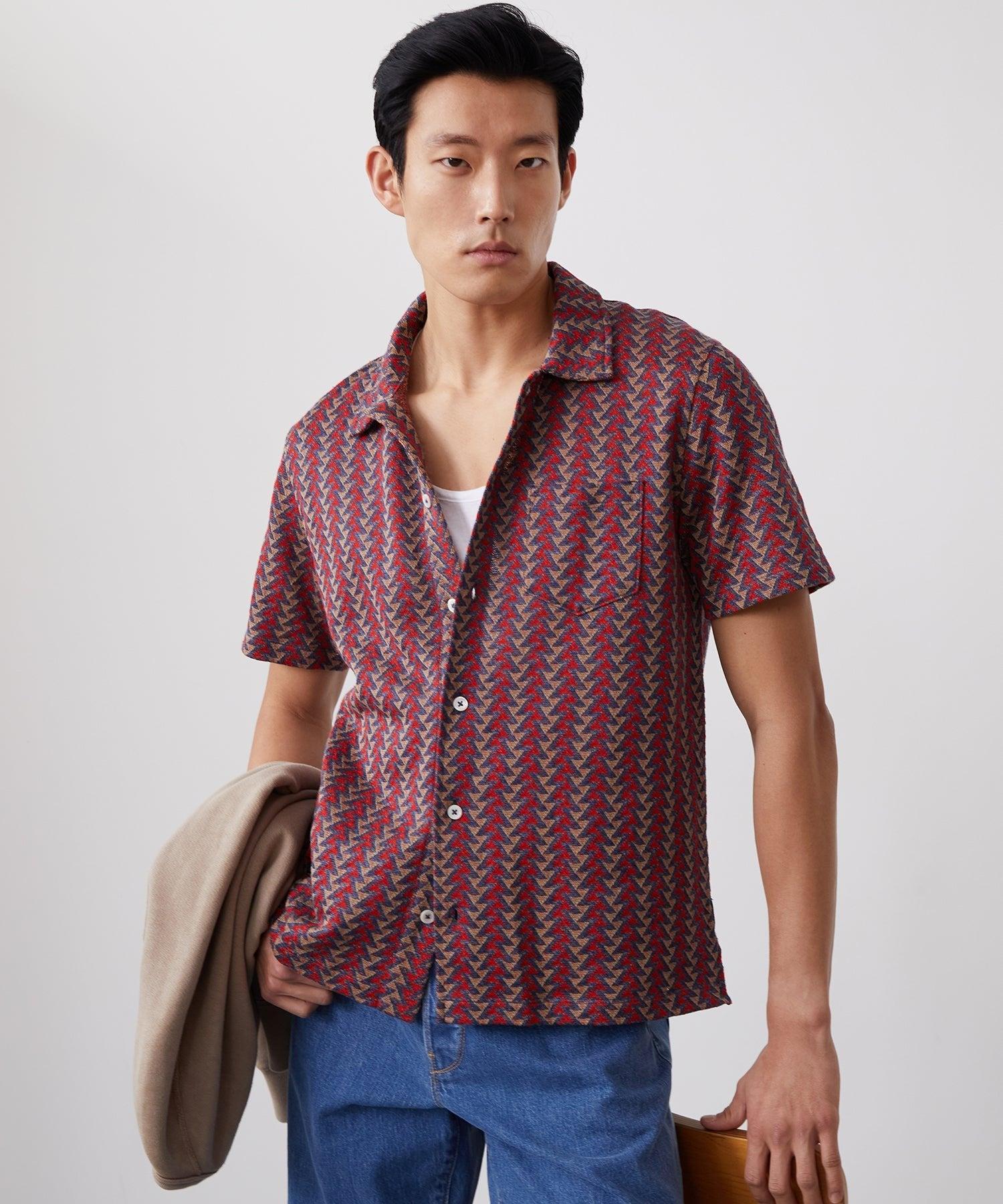 Triangle Knit Jacquard Shirt in Red Copper Product Image