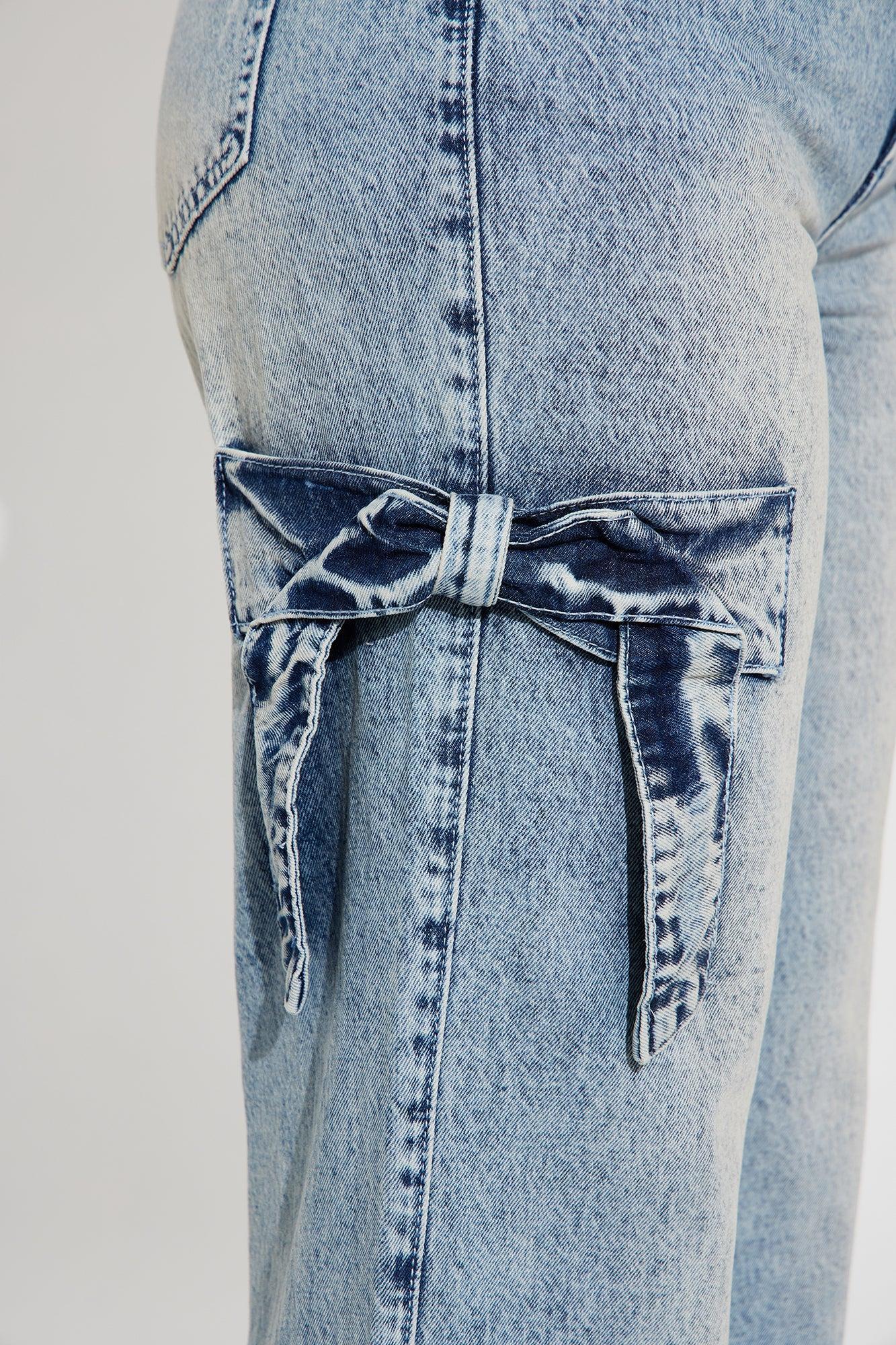 Put A Bow On It Non Stretch Straight Leg Jeans - Medium Wash Product Image