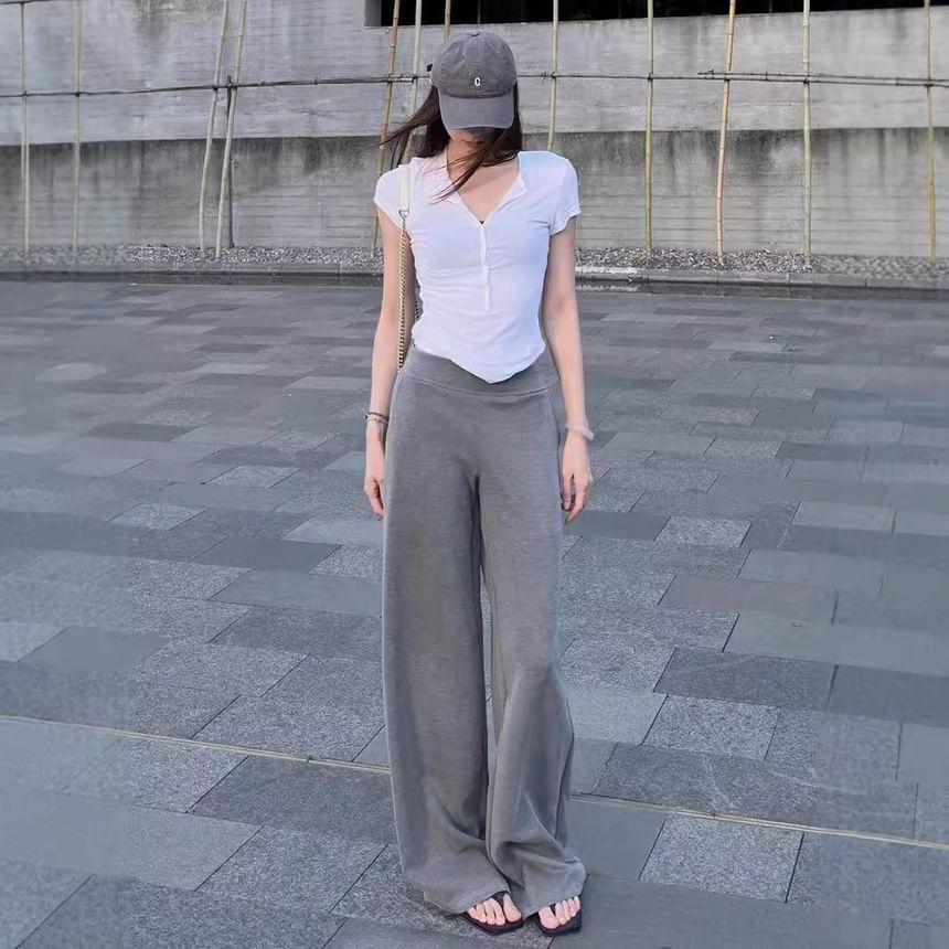 High Rise Plain Wide Leg Sweatpants product image