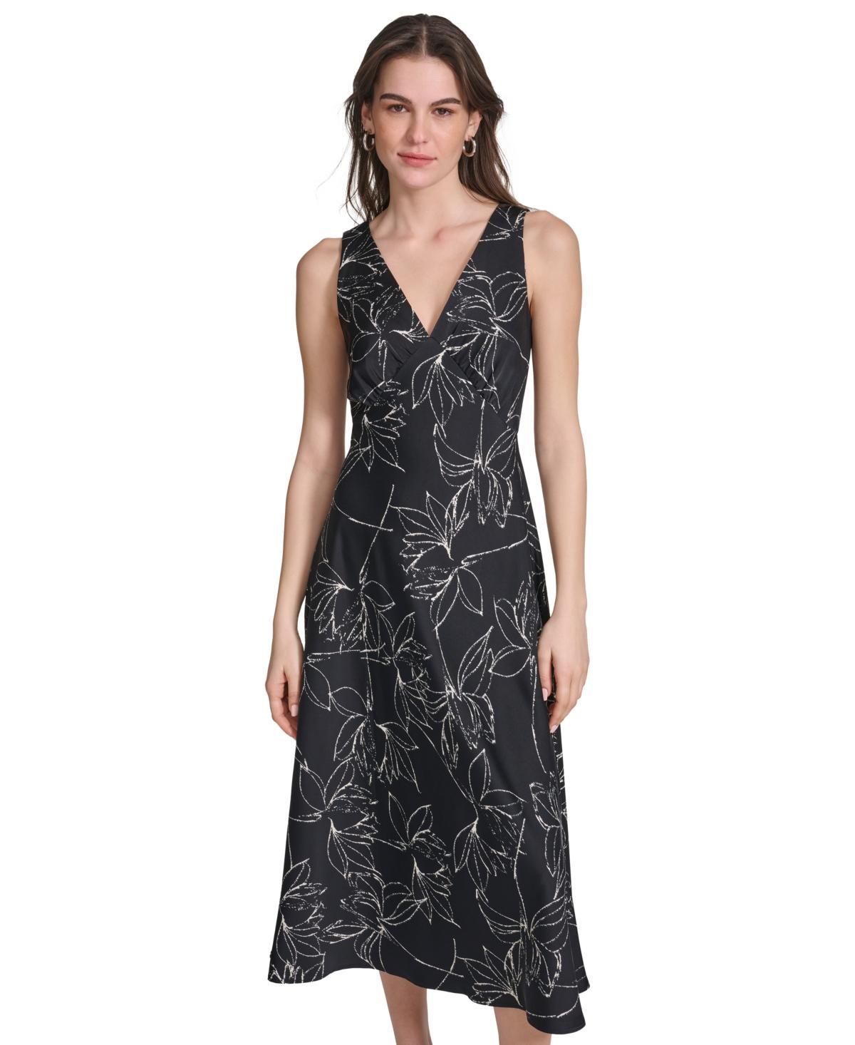 Calvin Klein Womens Printed Double V-Neck Dress Product Image