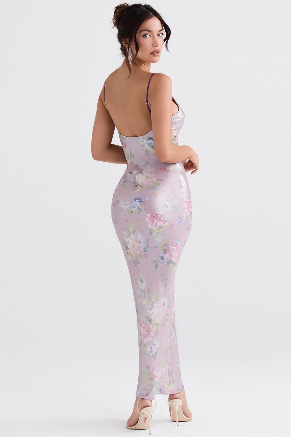 Aria Mauve Floral Maxi Dress Product Image