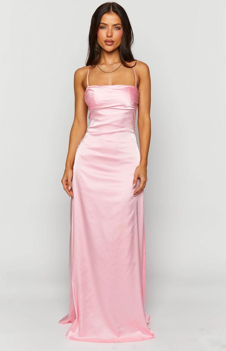 Blaise Pink Satin Maxi Dress Product Image