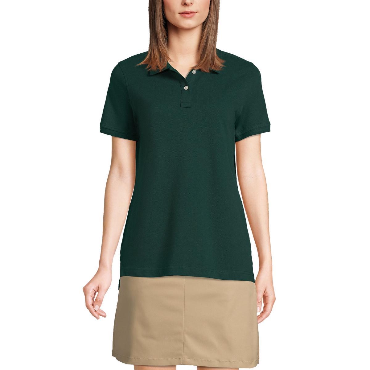 Womens Lands End School Uniform Short Sleeve Mesh Polo Shirt Blue Product Image