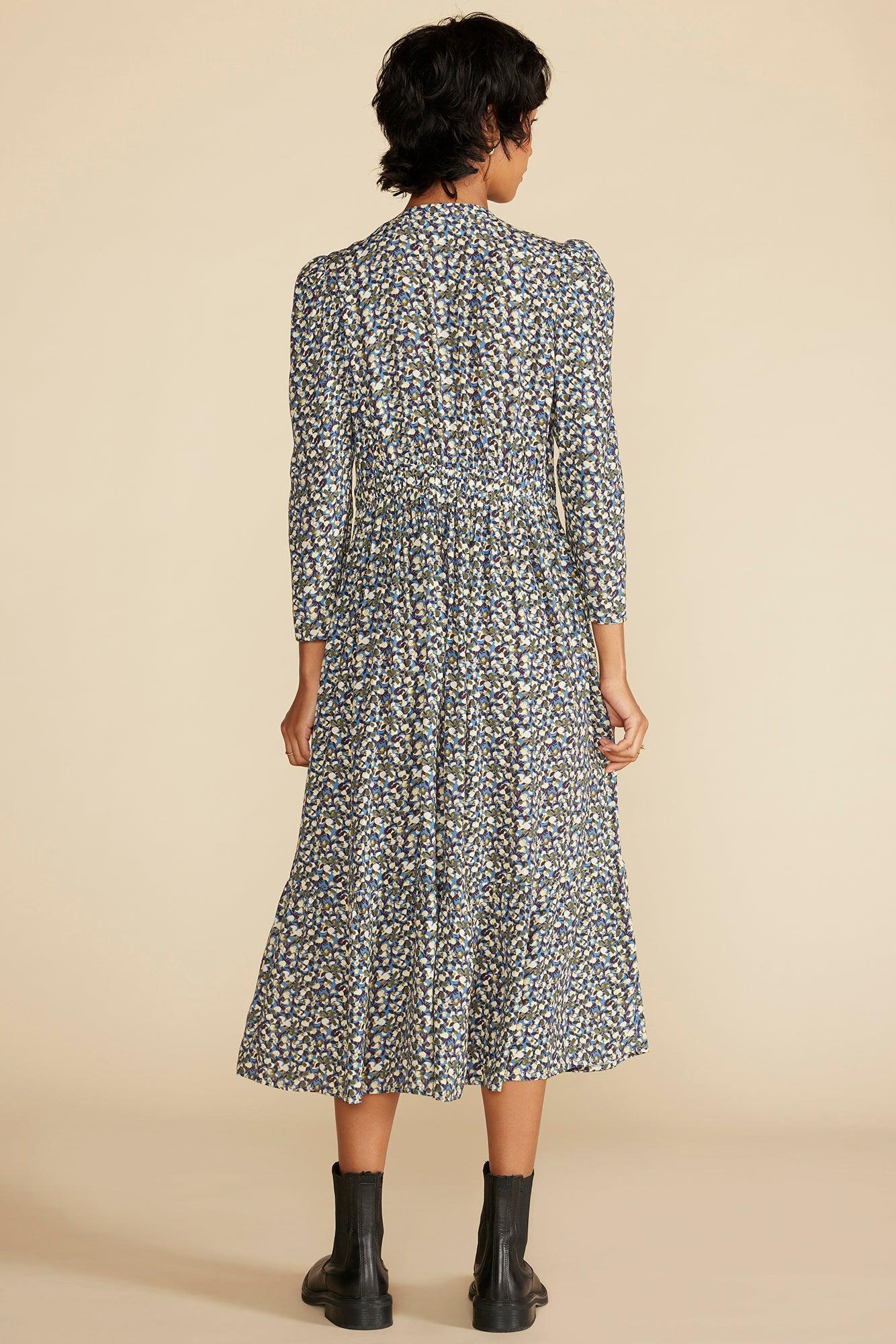 Danielle Puff Sleeve Dress - Rennes Sky Blue Floral Print Product Image