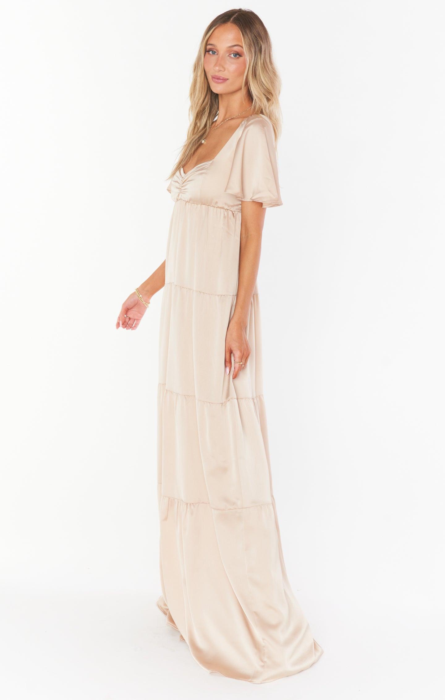 Nicole Maxi Dress ~ Champagne Luxe Satin Product Image