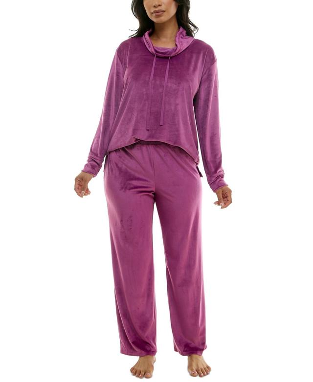 Roudelain Womens Long-Sleeve Hooded Velour Pajama Set Product Image