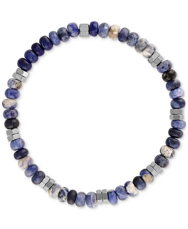 Esquire Mens Jewelry Onyx Bead Stretch Bracelet in Sterling Silver (Also in Sodalite), Created for Macys Product Image