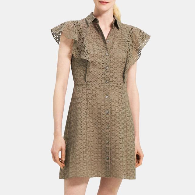 Cotton Eyelet Ruffled Shirt Dress | Theory Outlet Product Image