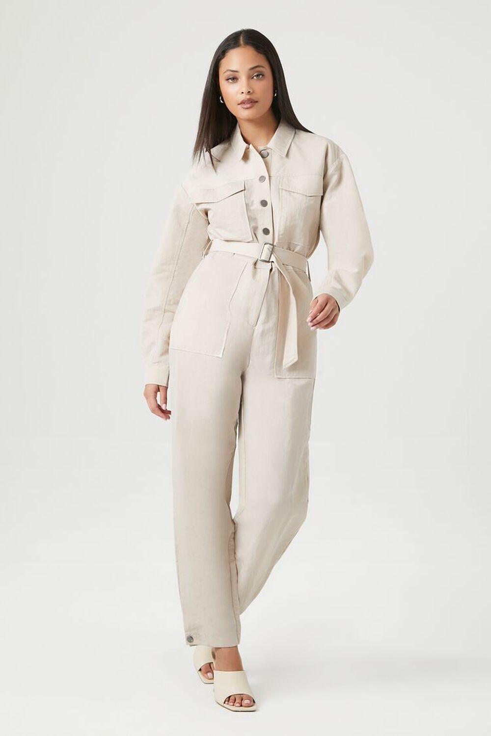 Belted Button-Up Coveralls | Forever 21 Product Image