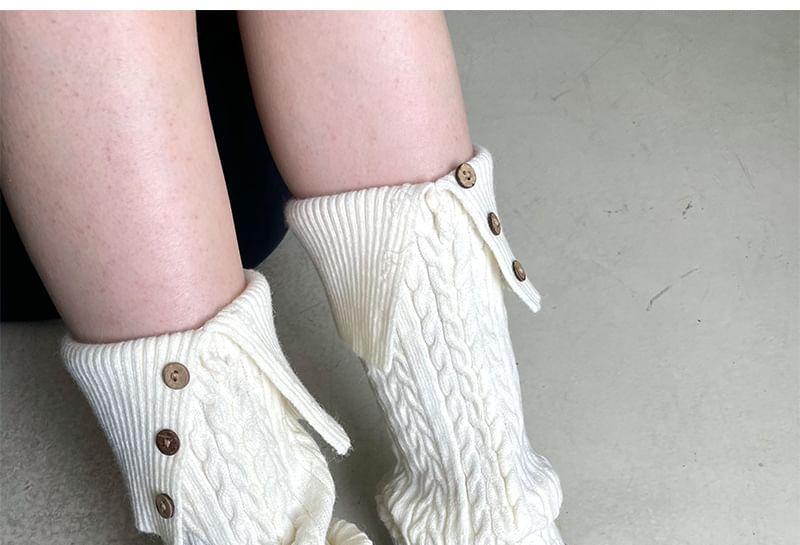 Plain Button Cable Knit Leg Warmers Product Image