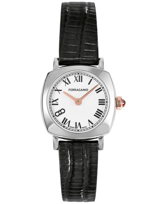 Salvatore Ferragamo Womens Swiss Black Leather Strap Watch 23mm Product Image