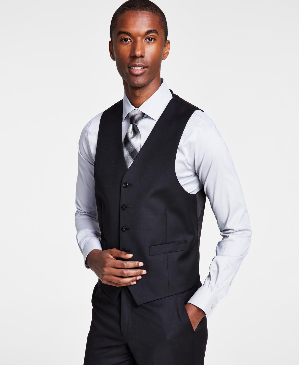 Michael Kors Mens Classic-Fit Wool-Blend Stretch Solid Suit Vest Product Image