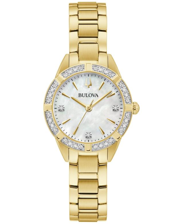 Bulova Womens Classic Sutton Diamond (1/20 ct. t.w. Stainless Steel Bracelet Watch 28mm - Gold-tone Product Image