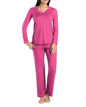 Womens Champagne Long-Sleeve Pajama Set Product Image