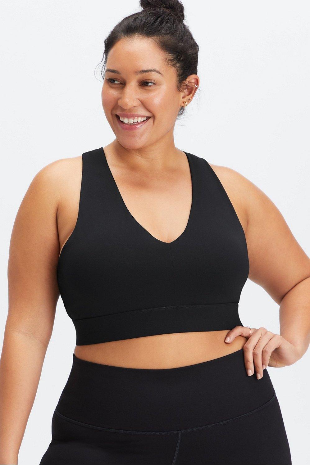 Fabletics On-The-Go Midi Medium Impact Sports Bra Womens black plus Size 4X Product Image