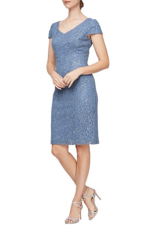 Alex Evenings Short Corded Sheath Dress (Wedgewood) Women's Dress Product Image