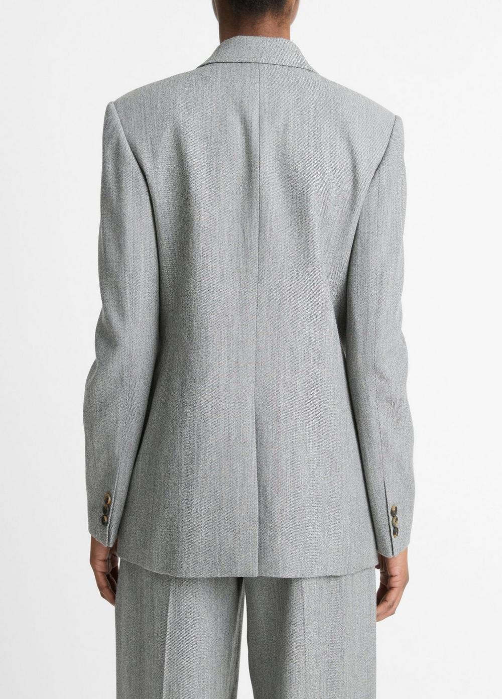 Womens Italian Wool-Blend Twill Double-Breasted Blazer, Dark Stone Grey, Size 00 Vince Product Image