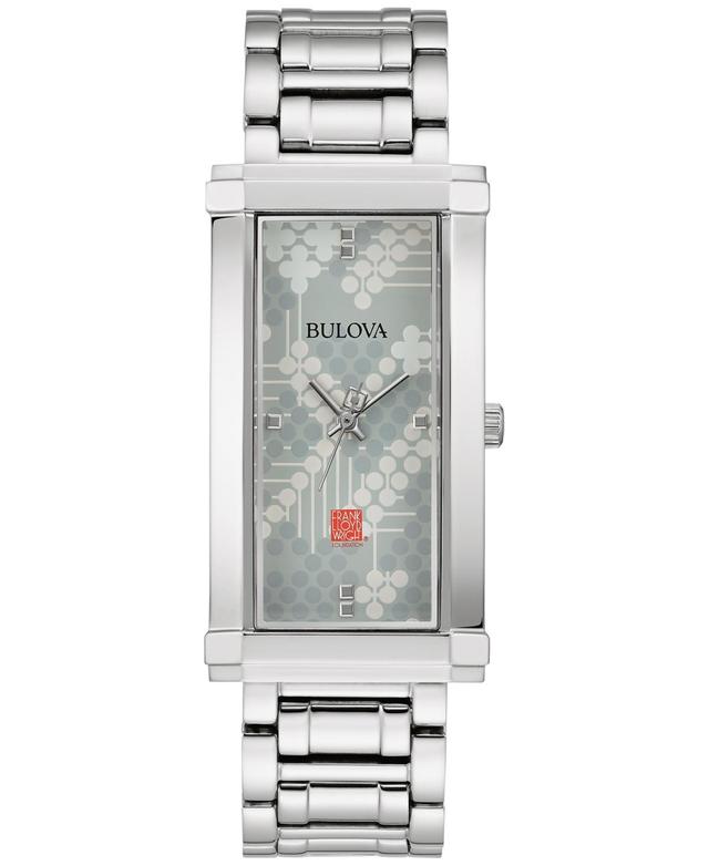 Bulova Womans Frank Lloyd Wright Pattern #106 Stainless Steel Bracelet Watch 25x45mm Product Image