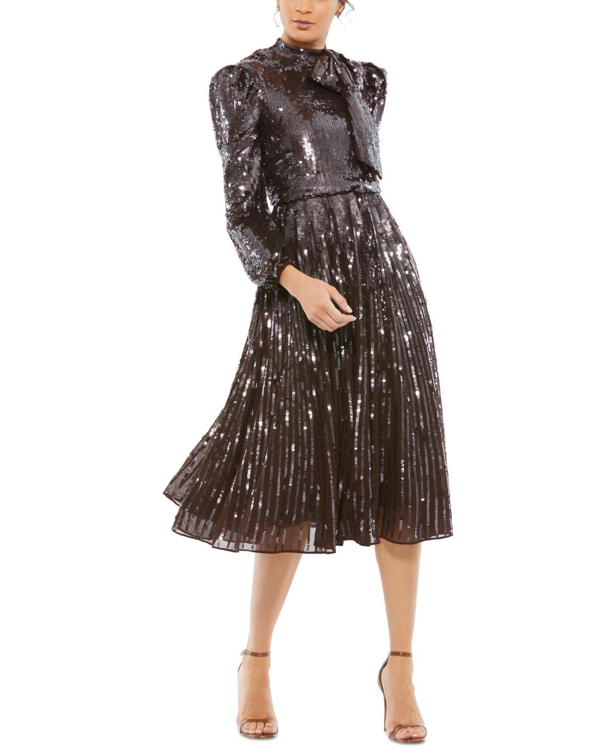 Womens Sequined Bow Midi-Dress Product Image