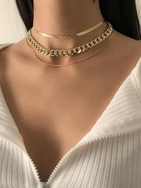 Chains Hollow Solid Color Dainty Necklace Necklaces Accessories Product Image