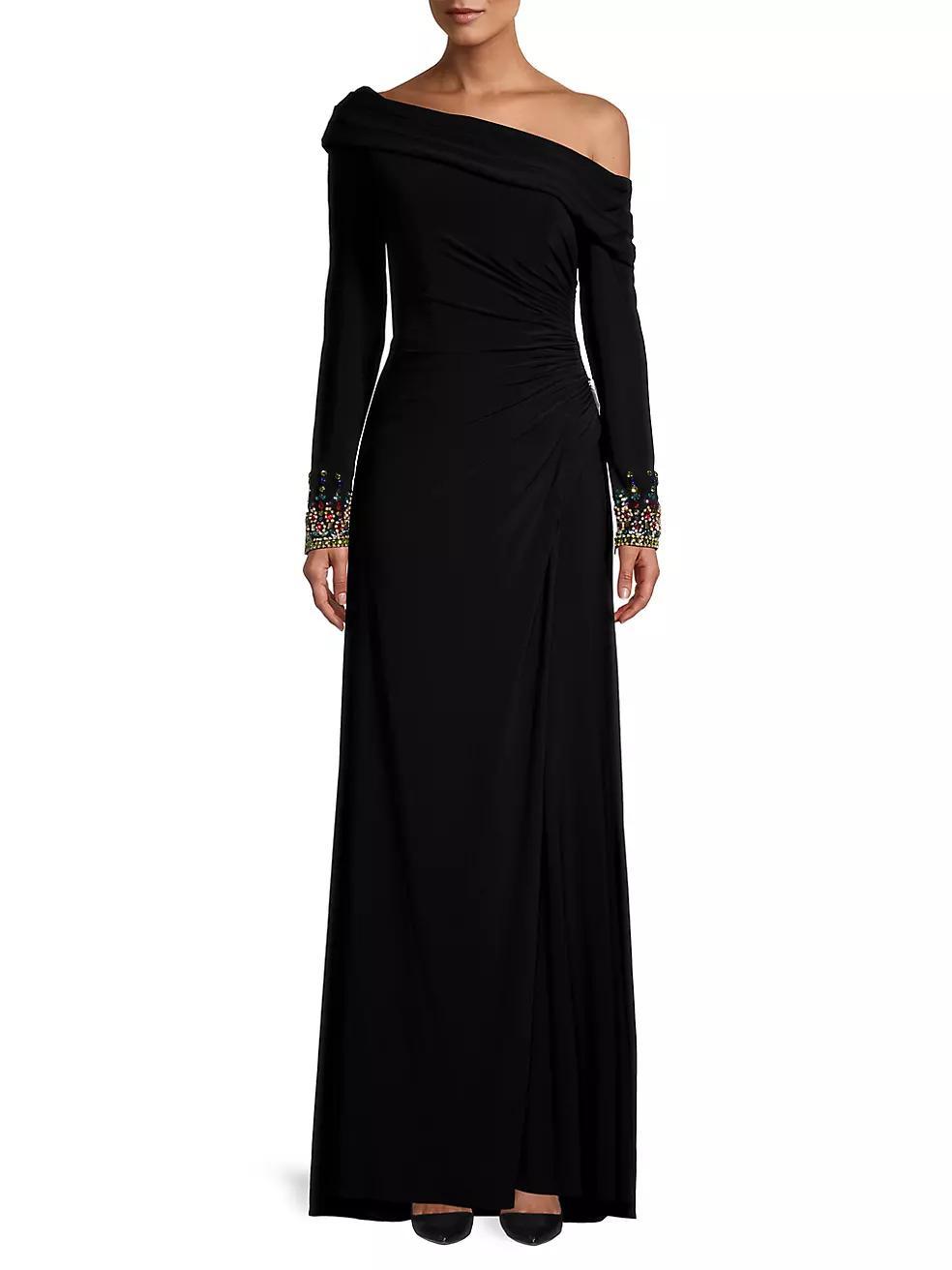 Embellished Cuff One-Shoulder Gown Product Image