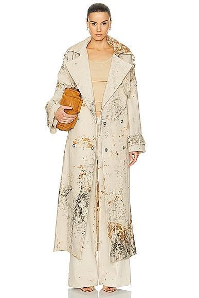 Lapointe Denim Double Breasted Trench Coat in Beige Product Image