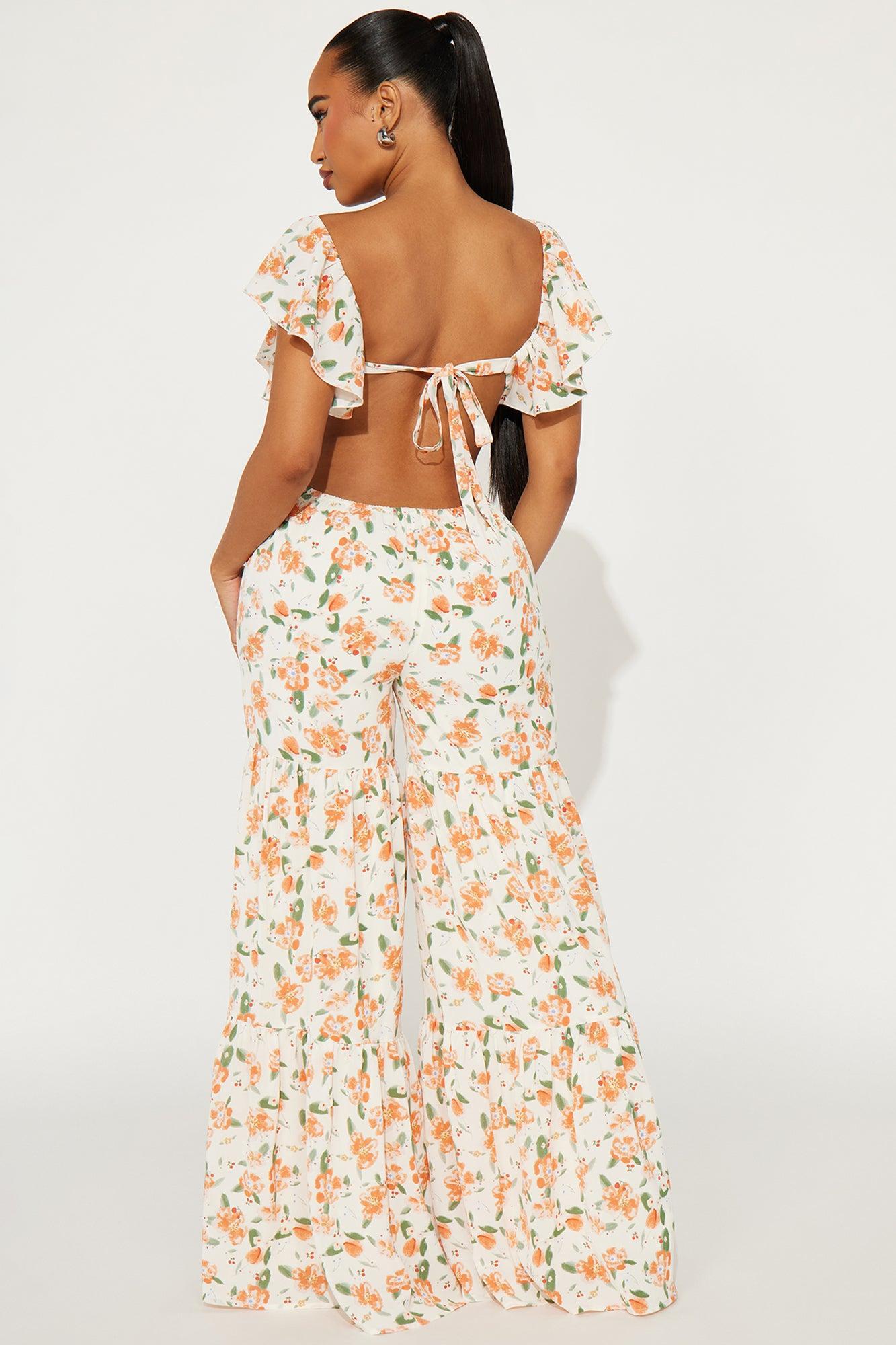 Sights Set On You Floral Jumpsuit - Orange/combo Product Image